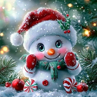 Famanu – Diamond Schilderij Voor Volwassenen - Kerstmis 5D Diamond Art Volledige Set DIY Diamant Afbeeldingen Voor Beginners - Sneeuwman Ronde Diamant Afbeeldingen Kristal Kruissteek Voor Thuis Muur Kerst