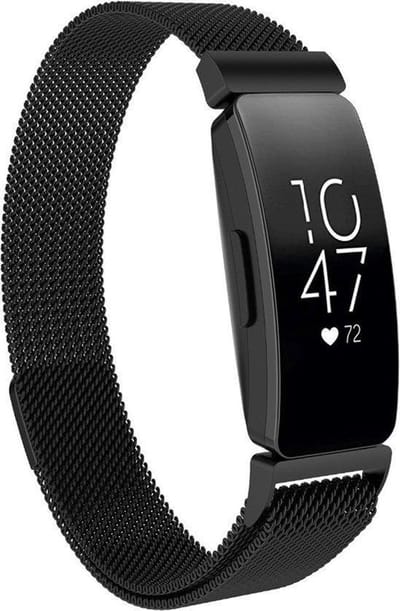 KELERINO. Milanees bandje geschikt voor Fitbit Inspire (HR) - Zwart - Small