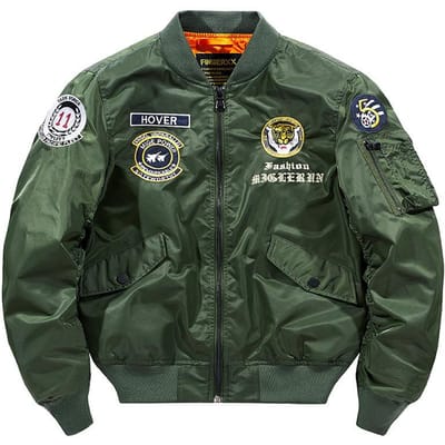 Heren Nieuwe Outdoor Casual Opstaande Kraag Aviator Herenjas Losse Geborduurde Jas voor Heren XL