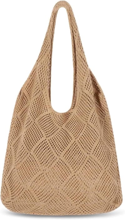 Gehaakte strandtas voor dames in boho stijl, opvouwbare mesh shopper tas voor dagelijks gebruik, perfect voor vakantie en strandactiviteiten