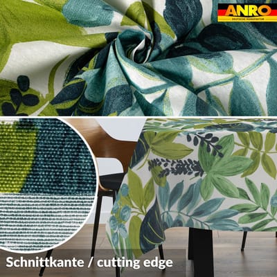 ANRO Tafelkleed Tropische bladeren Groen 140cm x 20m Rechte rand Afwasbaar Waterafstotend