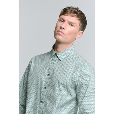 No Excess Shirt Stretch Allover Printed Pacific Maat: M | Casual Overhemden Outlet | Heren | Blauw