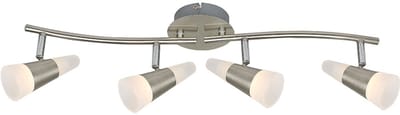 LED plafondspot Plafondlamp Plafondlamp, beweegbare spots, mat nikkel, 20W 1200lm 3000K, L x B x H 62 x 17 x 16cm
