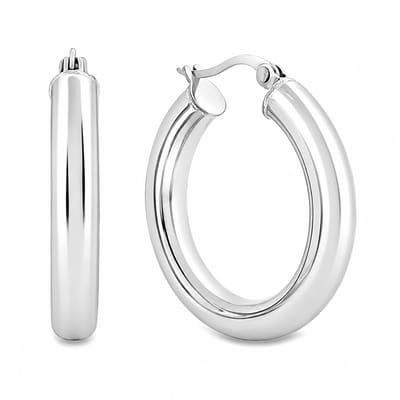 Juwelier Zwartevalk - Stainless steel gladde oorbellen - 32.007-W/30 mm