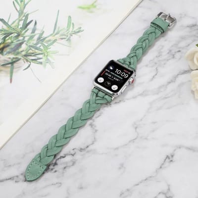 Fungus - Smartwatch bandje - Geschikt voor Apple Watch 38 / 40 / 41 mm - Series 1 2 3 4 5 6 7 8 9 SE iWatch - PU leer - Vlecht - Groen