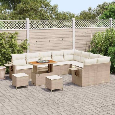 vidaXL - Tuinbank - Set - 12 - st - 11-Aantal - zitplaatsen - Beige - en - Crème
