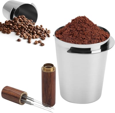 58 mm Dispensing Cup en Espresso Needle van RVS, Ideaal voor Koffie, Thee en Espresso Accessoires, Poeder Doseerhulpmiddel en Koffiemolen voor 58 mm Filterhouder