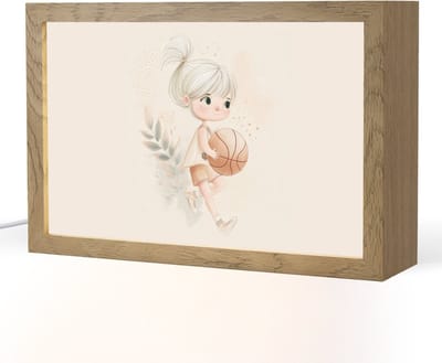 Nachtlampje 30x20 cm - Kinder lampje - Meisje - Basketbal - Minimalistisch - Tafellamp kinderkamer - Slaapkamer lamp - Bedlamp kinderen - Kinderlampje stopcontact - Wandlamp babykamer - Nachtlampjes