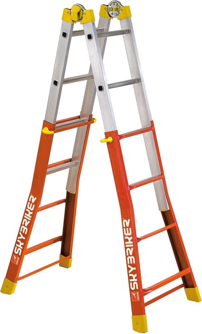 Telescopische Ladder - Vouwladder Steiger - Veelzijdig Klussen - Compact Transport - 4+4 Treden - Oranje