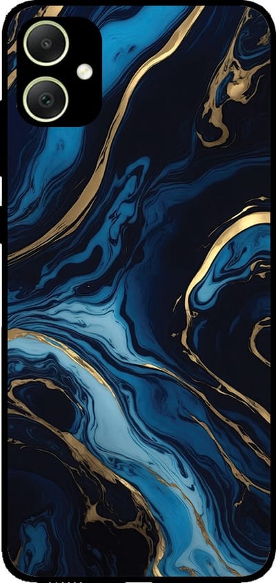 Smartphonica Telefoonhoesje geschikt voor Samsung Galaxy A05 met marmer opdruk - TPU backcover case marble design - Goud Blauw geschikt voor Samsung Galaxy A05