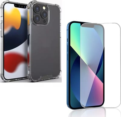 Schokbestendig Hoesje KKG - Crystal Clear Back Cover Geschikt voor: Apple iPhone 13 | Achterkant PC & TPU Bumper Met 1x Screenprotector