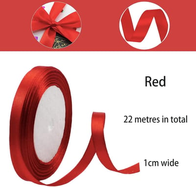 Satijnen Lint Rood – 10 mm x 22 m | Cadeaulint voor Bruiloft, Feestdecoratie, Boeketten, Knutselen & Handwerk