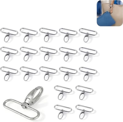 Set van 20 Draaiklemmen, Lanyards, Karabiners en Draaihaakjes van Zinklegering voor Lanyards (38 mm) - Duurzaam en Betrouwbaar voor Diverse Toepassingen