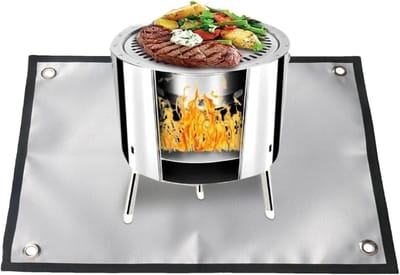Vuurvaste Mat - Onderlegger Vuurplaats - Veilig Buiten Koken - Hittebeschermende Coating - 35x46 cm - Zwart