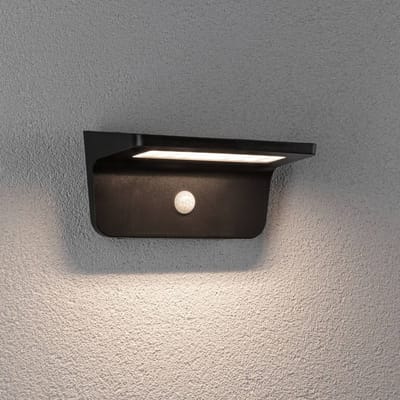 Solar LED-wandarmatuur voor buiten Cyrus met bewegingsmelder en oriëntatieverlichting IP44 3000K 350lm Antraciet