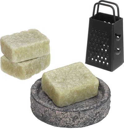 Comforder 3 Amberblokjes Jasmijn - Geurblokjes Set met Schaaltje, Rasp en Geurzakje - Giftset