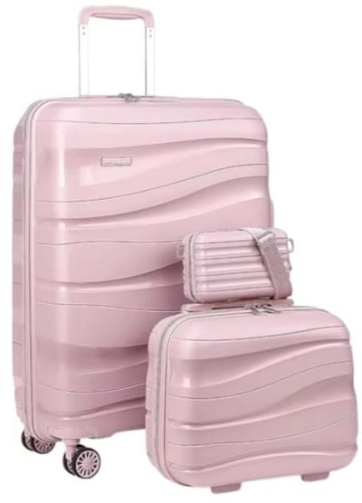 Handbagageset – Voor reizen en weekendtrips – Hardside met spinnerwielen en TSA-slot – Roze, PP-materiaal (bijv. 55 cm, 40 cm, 35 cm)