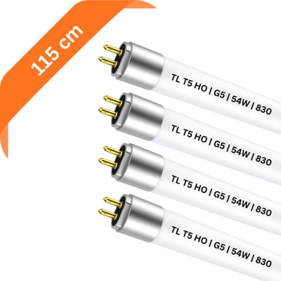 4x T5 TL buizen 115 cm – 830 Warm Wit 3000K – 54W – G5 fitting – 4428 lumen – Ø 1.6 cm