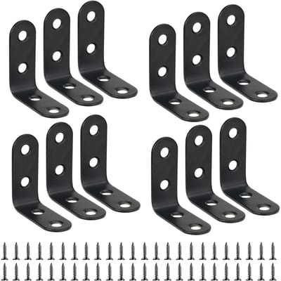TOVBMUP 12 Stuks Steun - L-vormige Metaalsteunen - 40x40x18mm - Roestvrij en Oxidatiebestendig - Geschikt voor Tafel Stoel Boekenkast - Inclusief Schroeven - RVS Montagewinkel