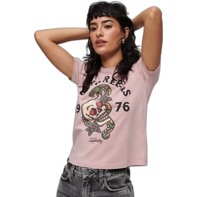Superdry - Tattoo jaren 90 T-shirt met print - Dames - T-shirts