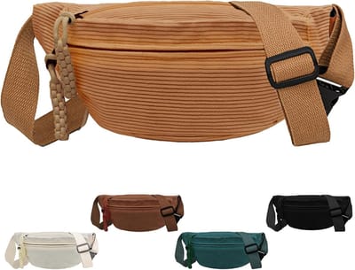 Heuptas - heuptasje dames - heuptasjes heren - Corduroy heuptas - Corduroy heuptas voor dames - Verstelbare schoudertas - Unisex - Perfect voor winkelen, reizen en werken (geel)