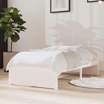 vidaXL - Bedframe - massief - hout - wit - 75x190 - cm