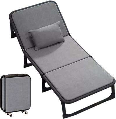 Opvouwbaar Bed - Gastenbed Vouwbed - Ruimte Besparen - Zes Hoeken Verstelbaar - 190x63CM - Grijs
