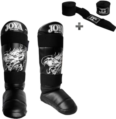 Joya Dragon Scheenbeschermers Kinderen – Maat XXS – Kickboksen – Optimale Bescherming & Comfort – Wit – Incl. Bandage