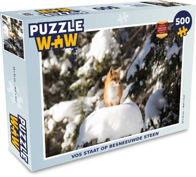 Puzzel Vos - Sneeuw - Boom - Legpuzzel - Puzzel 500 stukjes