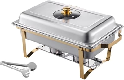 Chafing Dish Set - Buffetwarmer RVS - Voedsel Warm Houden - Langdurig Warmtebehoud - 2 stuks - Zilver
