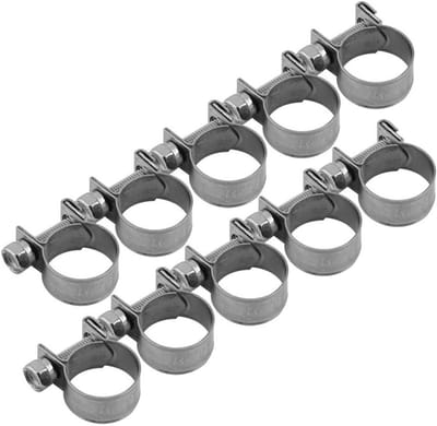 Set van 10 Roestvrijstalen Slangklemmen 14-16mm voor Brandstofslangen en Buizen