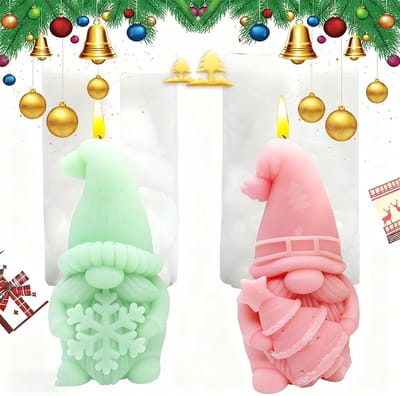 2 Stuks 3D Siliconen Gietmallen voor Kerstelfen, Perfect voor Kaarsen en Kerstdecoratie, Creatieve DIY Gietprojecten