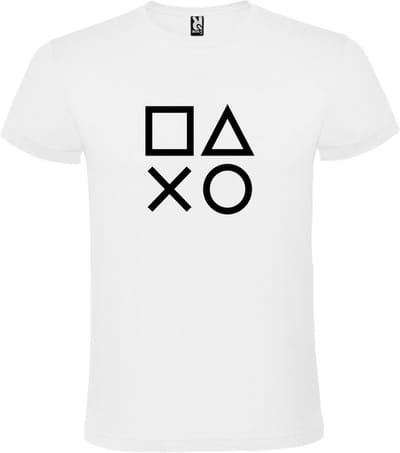 Wit T-shirt ‘PlayStation Buttons’ Zwart Maat XS