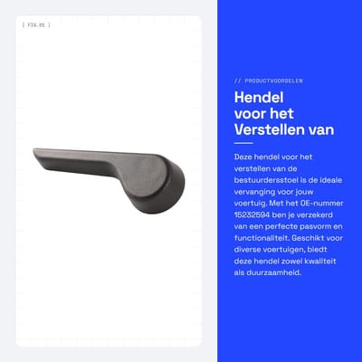 Dailygoods- Hendel voor Verstellen Bestuurdersstoel - Handgreep - Anti-impact - Duurzaam - Vervangingsonderdeel - OE-nummer 15232594 - Stoelenversteller