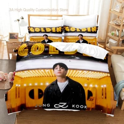 Jeon Jung Kook Album Beddengoed Set Eenpersoons Twijfelaar Volledig Queen King Size Bed Set Volwassen Jongens Slaapkamer Dekbedovertrek Sets Hoeslakenset 2-2 150*200cm 3pcs