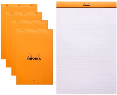 Rhodia Notitieblok - Schrijfblok - N19 - gelijnd - 21x31,8cm - 80g - Oranje - 80 vel - 5 stuks