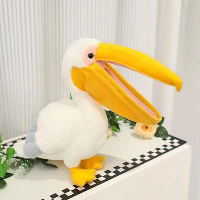 Pelican de dessin animé en peluche Jouets Pélican blanc réaliste Oiseau en peluche Animal Poupées douces Promotionnel Bon marché Cadeaux de Noël d'anniversaire