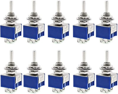 DPDT Tuimelschakelaar 6 Pins - 10 Stuks, 2 Posities - AC 125V/6A