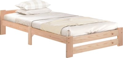 Massief massief houten bed futonbed massief houten naturel bed met hoofdeinde en lattenbodem, naturel (200x90cm)