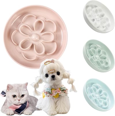 Anti-Sling Kattenvoerbak - Labyrint Langzaam Voeden Bakje - Geschikt voor Droog en Nat Voer - Vaatwasmachinebestendig - 16 x 2,5 cm - Roze - Duurzaam en Antislip