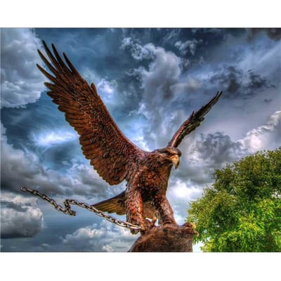 Diamant schilderij Eagle standbeeld volledige diamant borduurwerk diamant schilderij volledige vierkant 20X30CM black