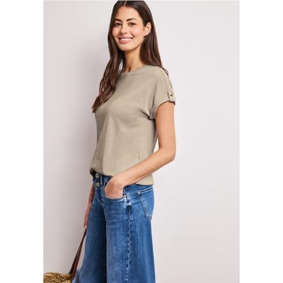 Shirt met ronde hals en knoopdetails