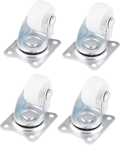Set van 5 Universele Zwenkwielen 25mm Wit - Meubelwieltjes met Plaatmontage voor Trolley of Stoel