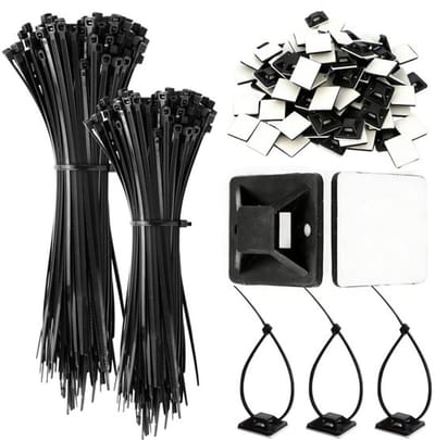Dailygoods- Kabelbinders Set 200 Stuks - Zelfklevende Bevestigingen