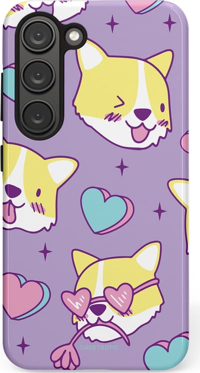 Casetastic Hoesje Geschikt voor Samsung S23 - Stijlvolle Beschermende Duo-layer Case - Liefde is een Corgi