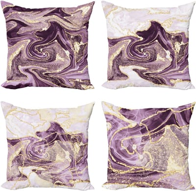New Bed Marmerprint Moderne Patroon Golvende Kleuren en Abstracte Kussenhoes met sierkussen, 4-pack, modern accent, dubbelzijdig digitaal bedrukt, 50 cm x 50 cm