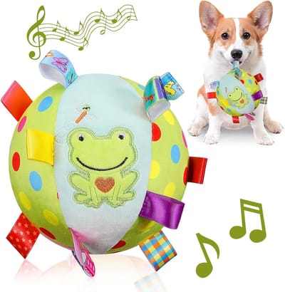 Daity 1-Pack - Pluche piepspeeltje voor honden - 15 cm zachte gevulde bal - katoen - ingebouwd belletje - interactief apporteerspeeltje voor kleine tot grote honden