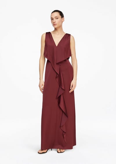 Maxi Satin Laarzen Aansluitend V-Hals Dames COMMA