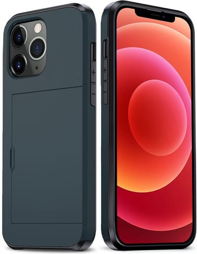 Hoes Geschikt voor iPhone 11 Pro Hoesje Hard Case Met Pas Houder - Hoesje Geschikt voor iPhone 11 Pro Hoes Shockproof Hard Cover Met Kaarthouder - Donkerblauw