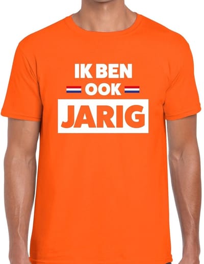 Oranje Ik ben ook jarig t-shirt - Shirt voor heren - Koningsdag kleding S
